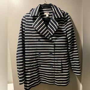 LOFT Navy and White Women's Peacoat XS